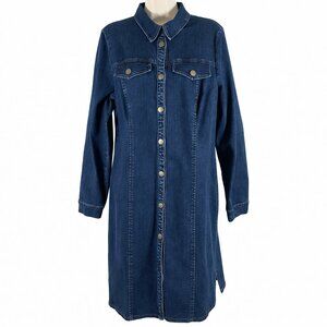 Michael Tyler Denim Shirt Dress Women’s Medium Indigo Button Front
